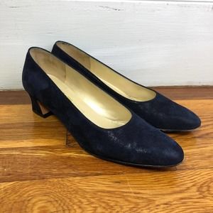 Salvatore Ferragamo Blue Square Heel Pumps Size 7.5